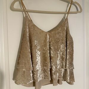 Madison Beige Velvet Camisole Top
